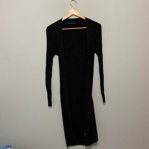 Long black ribbed cardigan